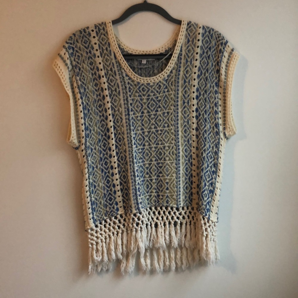 Unique Blue/Green Braided Poncho